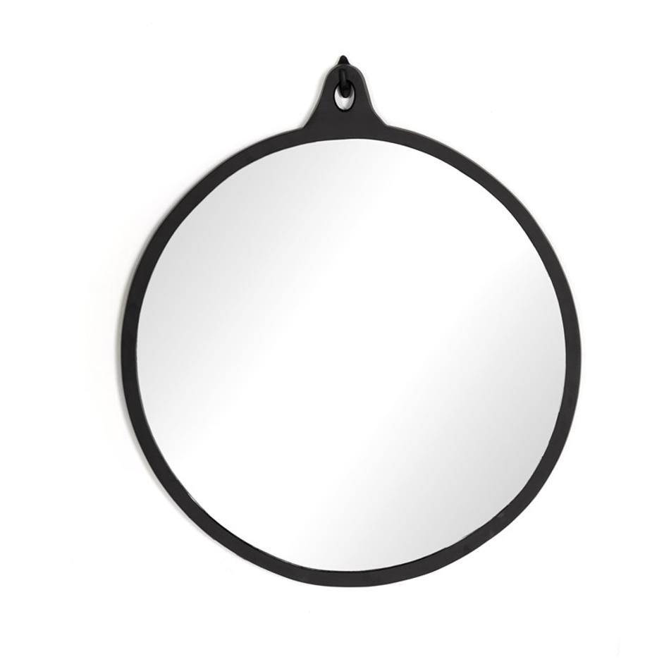 Hyde Round Mirror In Black Aluminum by FOUR HANDS