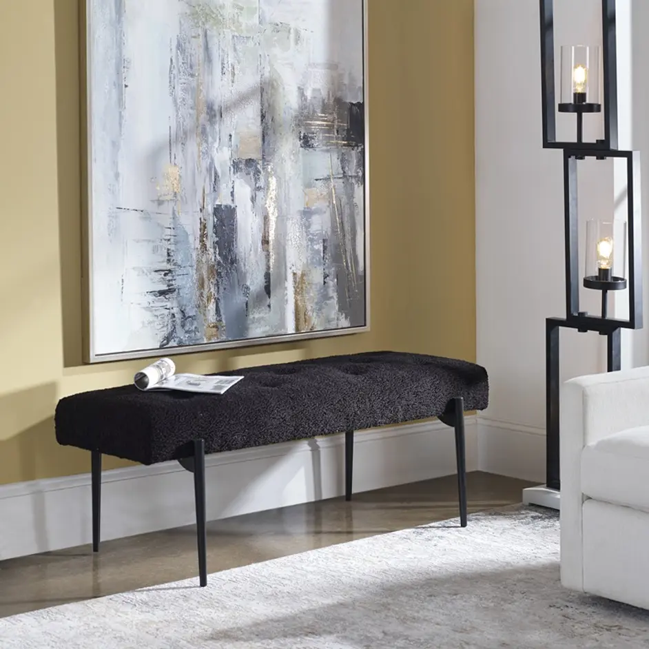 Olivier Modern Black Bench by Uttermost