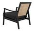 Lichtenstein Sungkai and Mindi Wood Chair with Peeled Rattan Detailing in Charcoal Black with Black Cotton Upholstery by Noir Furniture