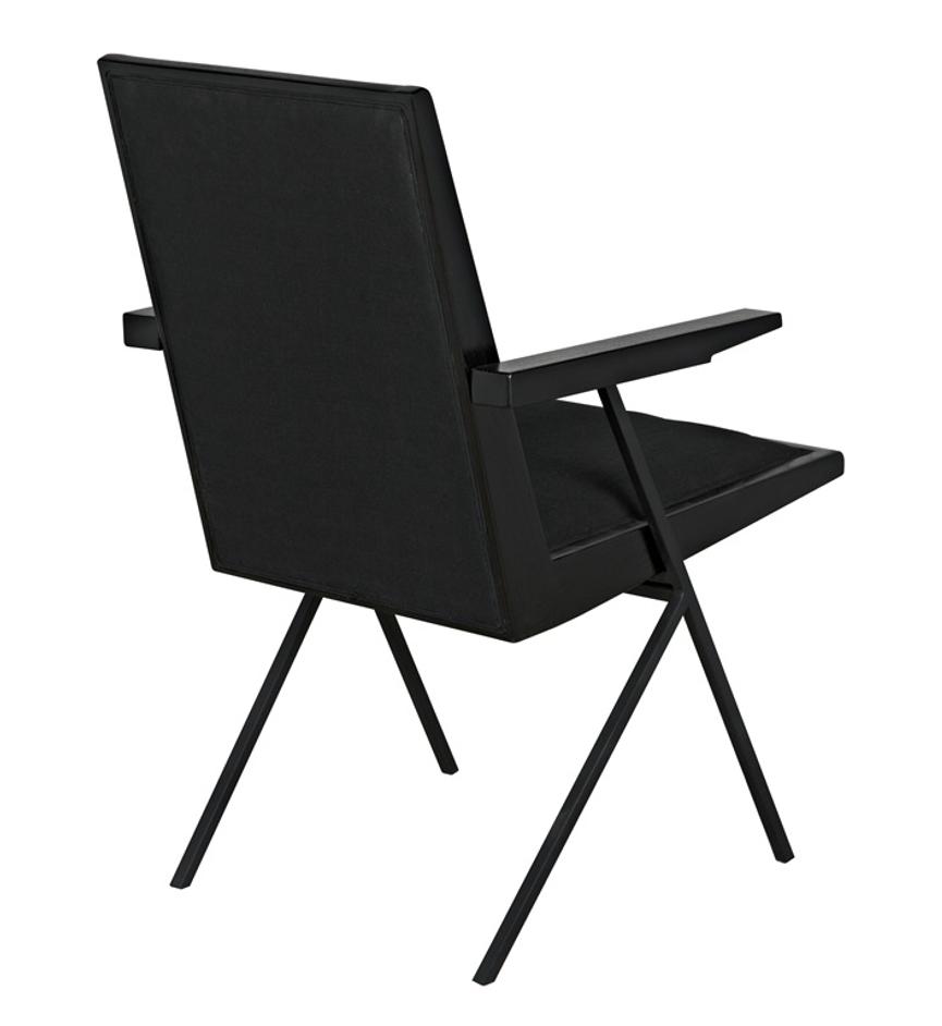 Henderson Sungkai/Mindi and Industrial Steel Chair in Charcoal Black with Black Cotton Fabric by Noir Furniture