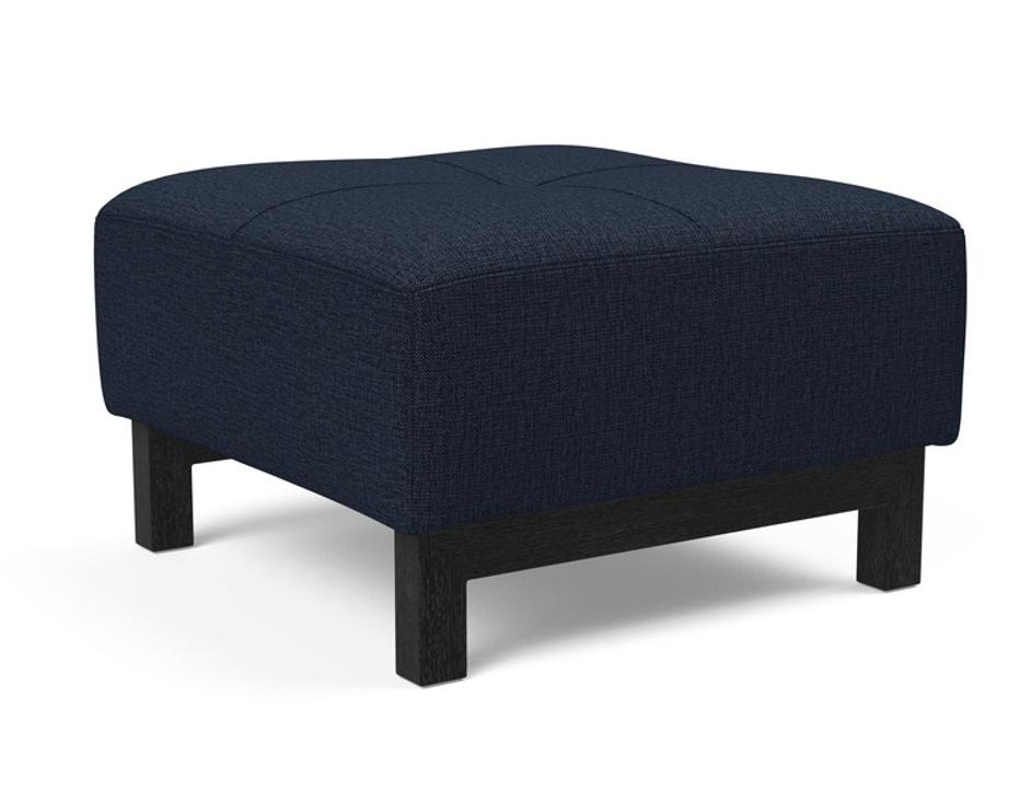 DELUXE EXCESS OTTOMAN in MIXED DANCE BLUE FABRIC WITH Dark Wood LEGS 528 by INNOVATION USA