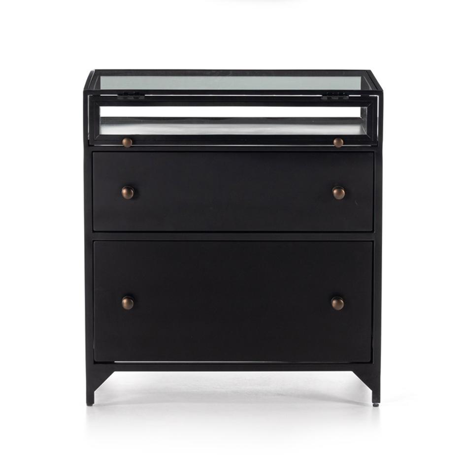 Shadow Box Nightstand In Black by FOUR HANDS