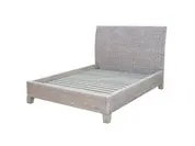 Kakai Banana Leaf Queen Bed-Grey Wash by FOUR HANDS