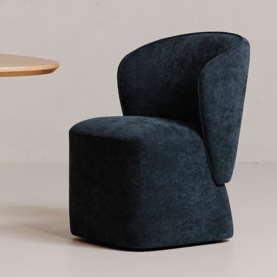 Larson Rolling Dining Chair Navy Blue by Moes Home