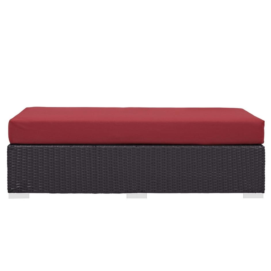 Minerva Outdoor Patio Fabric Rectangle Ottoman In Espresso Red by Modway Furniture