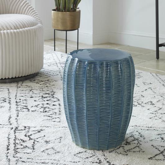 Harbor Aque Blue Garden Stool by Uttermost