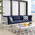 Concord Sunbrella® Basket Weave Outdoor Patio Aluminum Sofa In Taupe Navy by Modway Furniture