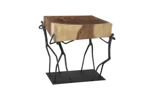 Atlas Side Table, Chamcha Wood/Metal, Natural by PHILLIPS COLLECTION