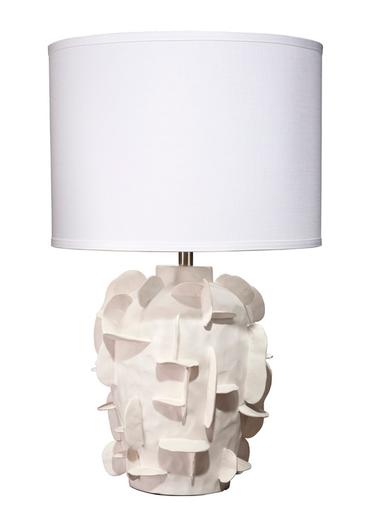  Helios Ceramic Table Lamp with Linen Shade, White by Jamie Young