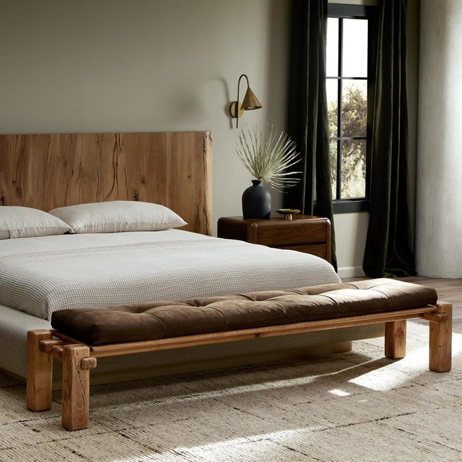 Marcia Accent Bench in French Oak by FOUR HANDS