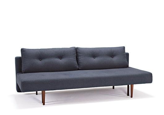 RECAST PLUS SOFABED in NIST BLUE FABRIC WITH Dark wood LEGS 515 by INNOVATION USA