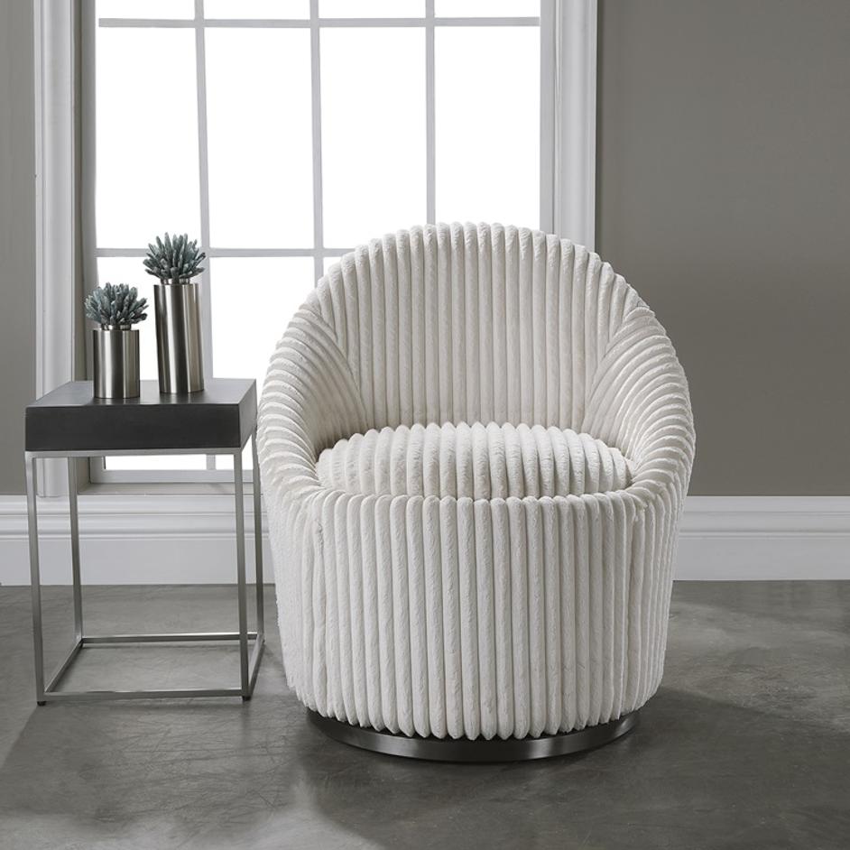 Crue White Swivel Chair by Uttermost