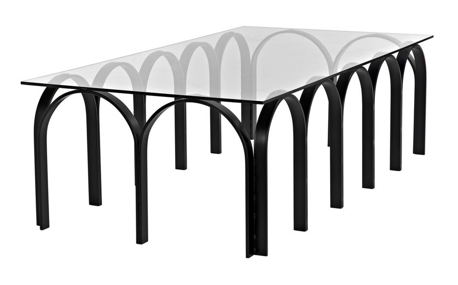 Arcus Industrial Steel and Glass Coffee Table in Matte Black by Noir Furniture