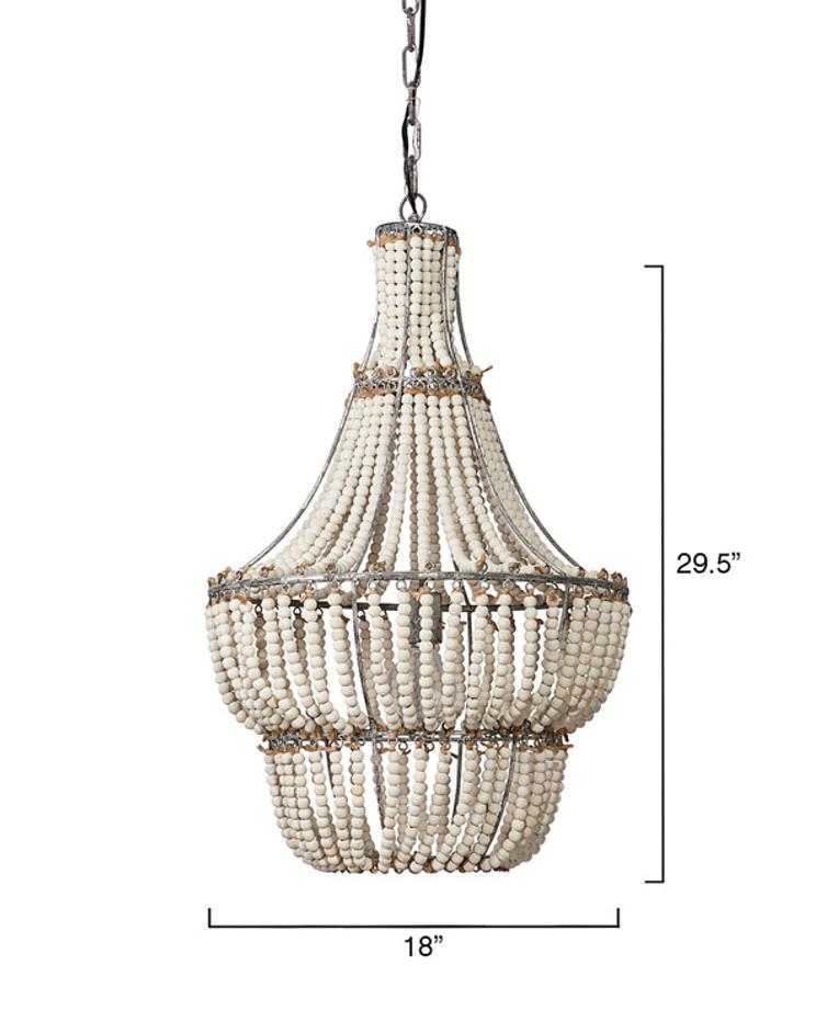 Blanca Wood Beaded 1-Light Chandelier by Jamie Young
