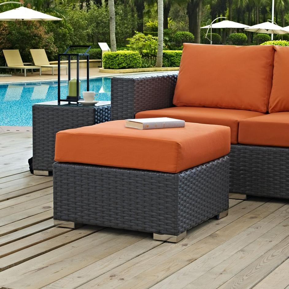 Cove Outdoor Patio Sunbrella® Ottoman In Canvas Tuscan by Modway Furniture