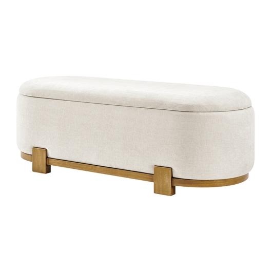 Ayleen Chenille Storage Bench, Seneca Beige  by New Pacific Direct
