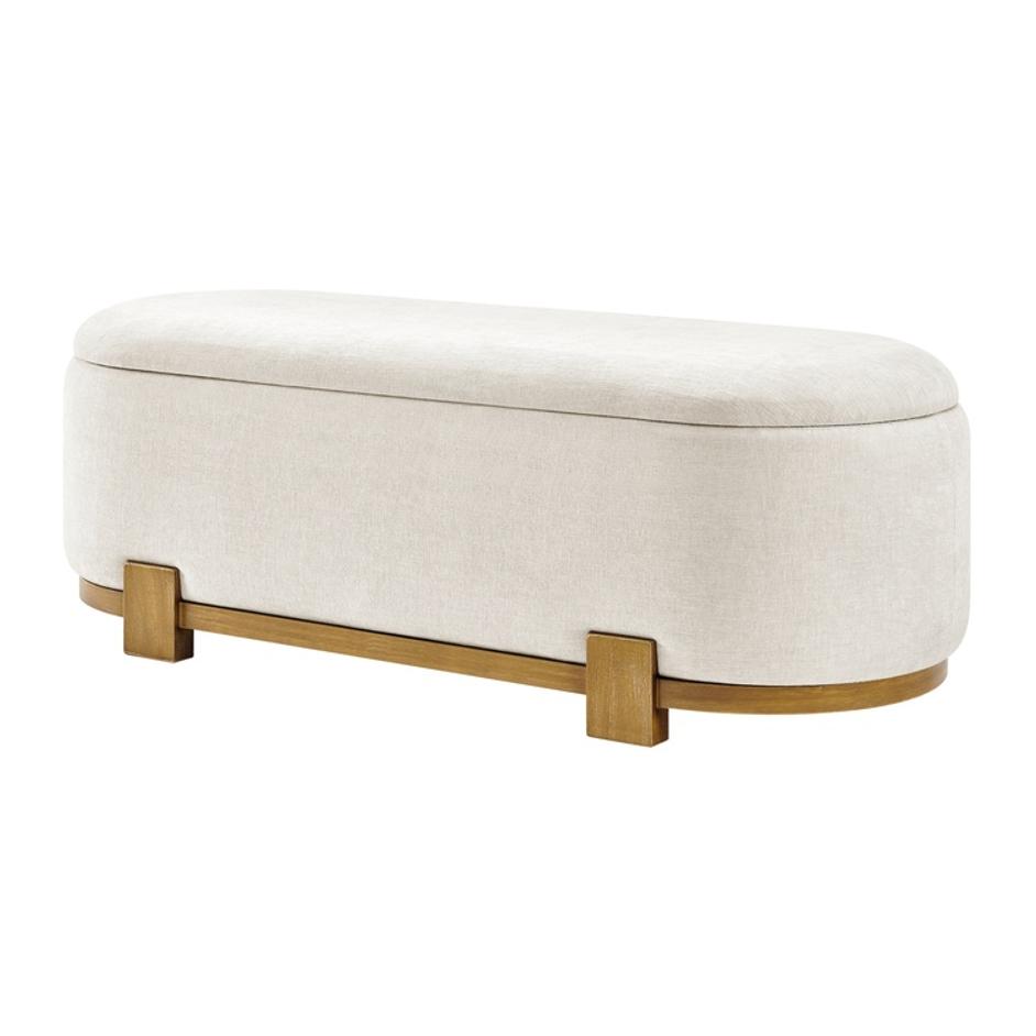 Ayleen Chenille Storage Bench, Seneca Beige  by New Pacific Direct