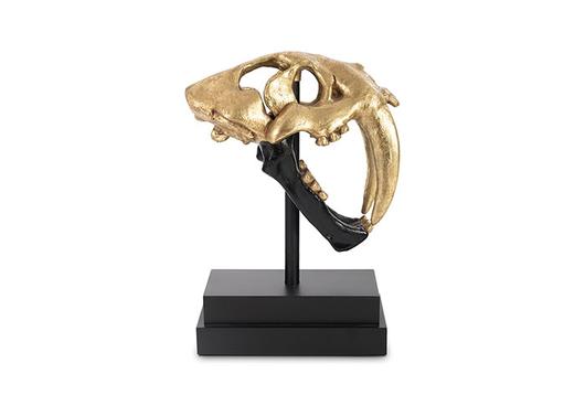 Saber Tooth Tiger Skull, Black, Gold Leaf by PHILLIPS COLLECTION