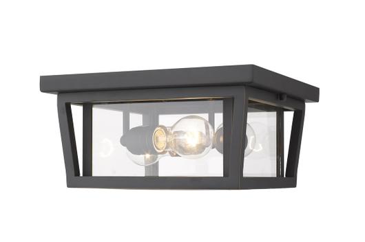 Seoul 3 Light Outdoor Flush Ceiling Mount Fixture in Oil Rubbed Bronze Finish by Z-Lite