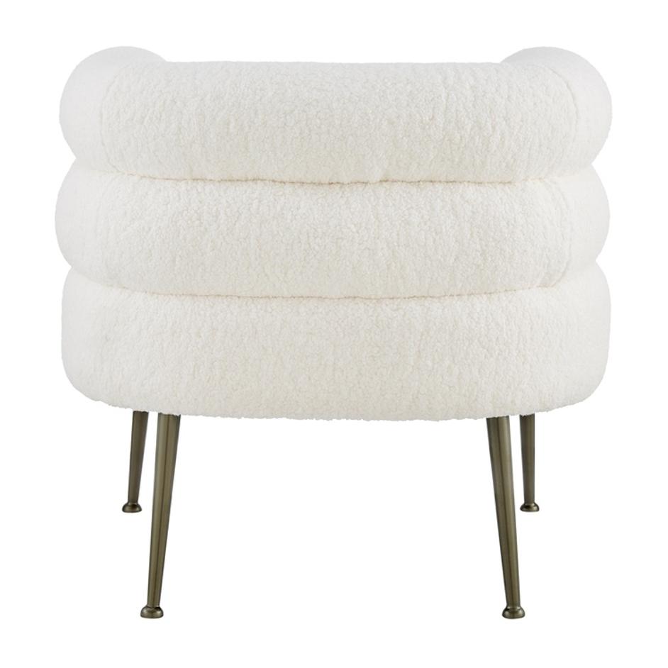 Zerline KD Faux Shearling Accent Chair, Shearling Beige by New Pacific Direct