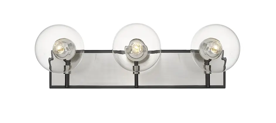 Parsons 3 Light Vanity in Matte Black + Brushed Nickel Finish by Z-Lite