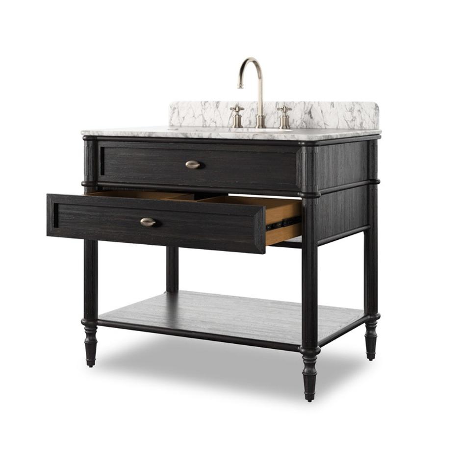 Toulouse Single Vanity - Satin Black Veneer by Four Hands