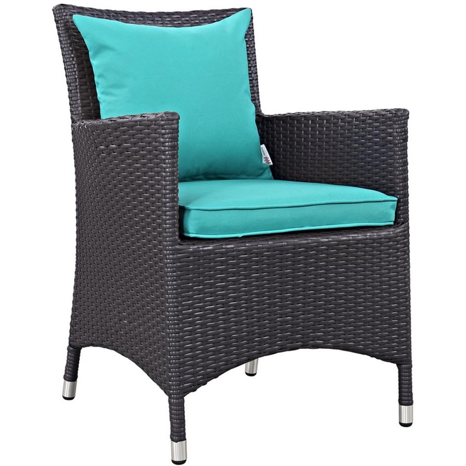 Minerva Dining Outdoor Patio Armchair In Espresso Turquoise by Modway Furniture
