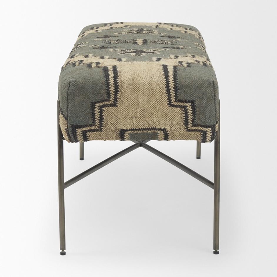Avery I 55L x 17W Multi Colored Upholstered Patterned Seat Accent Bench by Mercana