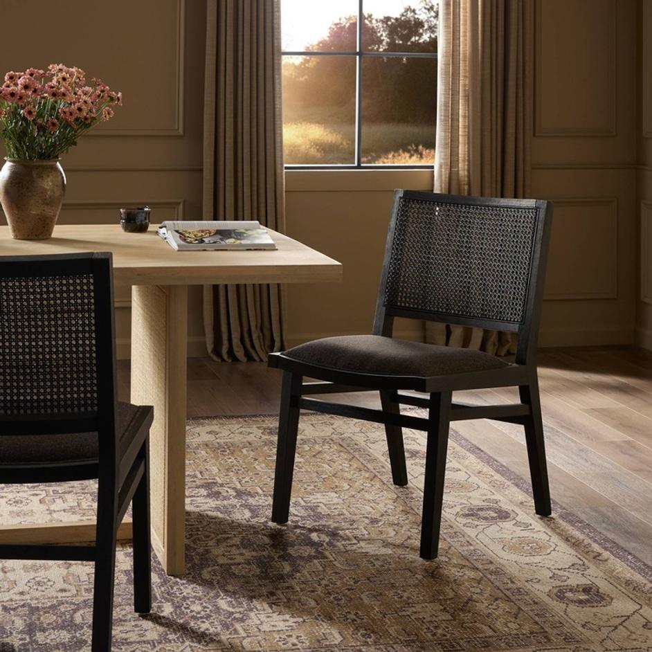 Sage Dining Chair In Antwerp Noir And Brushed Ebony Beech And Brushed Ebony Cane by Four Hands