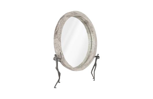 Atlas Mirror, Chamcha Wood, Gray Stone Finish, Metal by PHILLIPS COLLECTION
