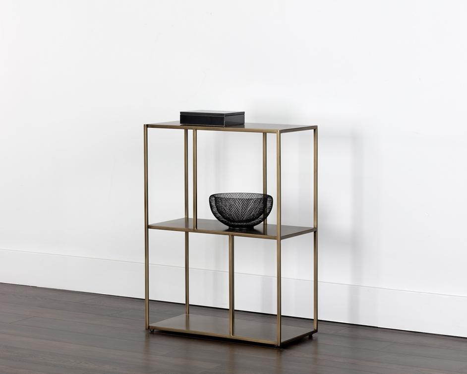 Eiffel Low Bookcase - Small - Antique Brass by Sunpan