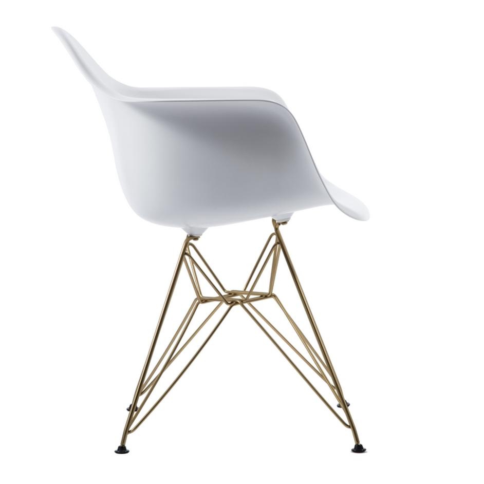 Lorena Fiberglass Arm Chair - White Matte / brass by Aeon Furniture