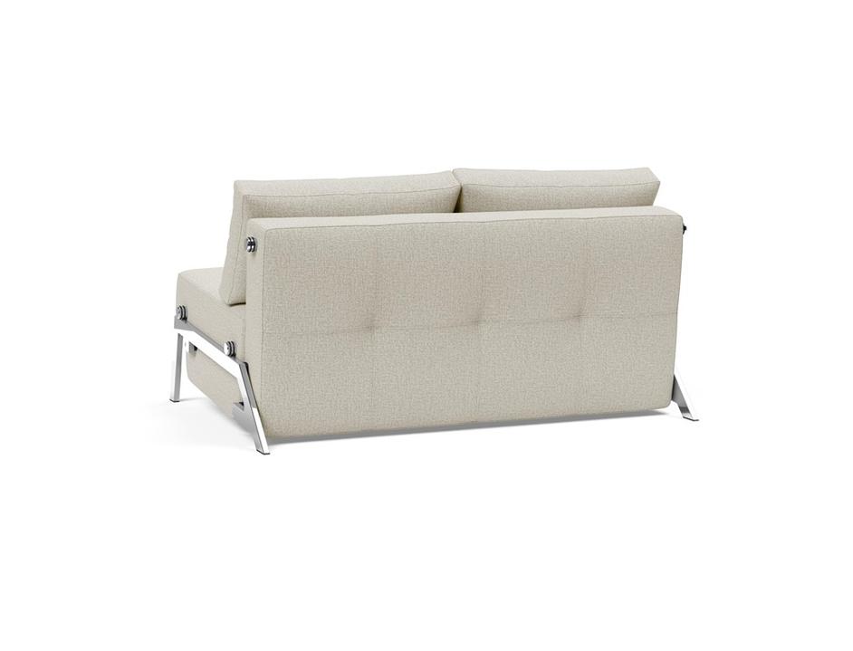 CUBED FULL SOFA BED in MIXED DANCE NATURAL FABRIC WITH Chrome legs 527 by INNOVATION USA