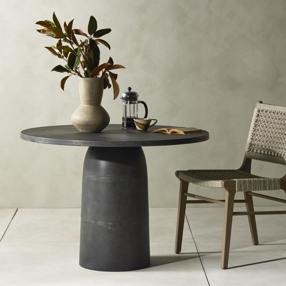 Basil Outdoor Dining Table 42" in Aged Grey by FOUR HANDS