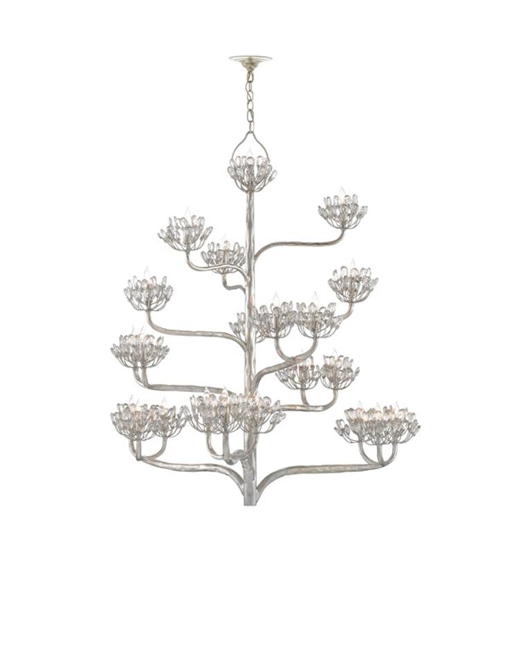 Agavé Americana Silver Chandelier In Contemporary Silver Leaf by Currey & Company