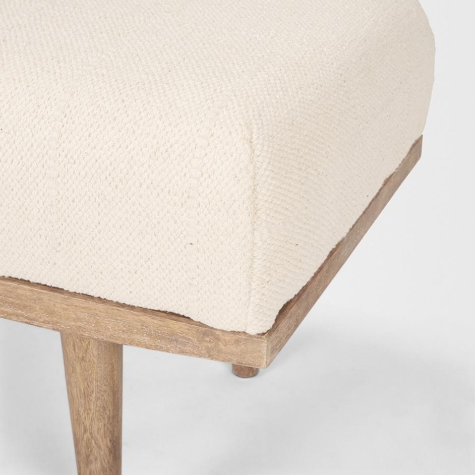 Shae Brown Wood w/ Oatmeal Fabric Bench by Mercana