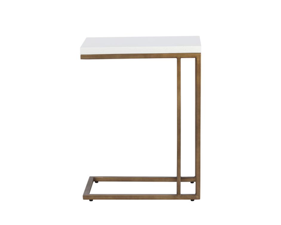 SAWYER END TABLE - ANTIQUE BRASS - WHITE by Sunpan