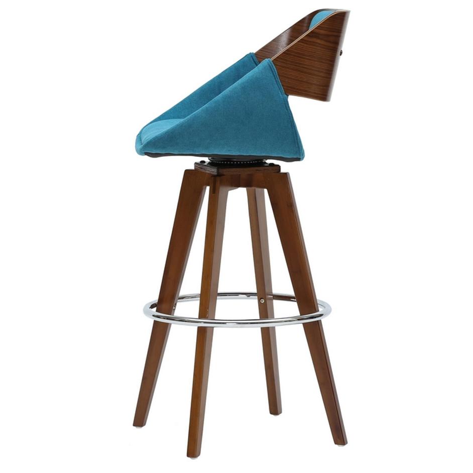 Cyprus Fabric Counter Stool In Santorini Teal/Walnut by New Pacific Direct