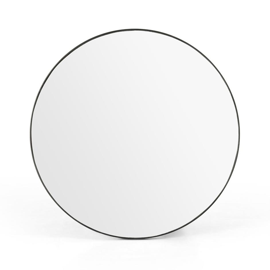 Bellvue Round Mirror In Rustic Black by FOUR HANDS