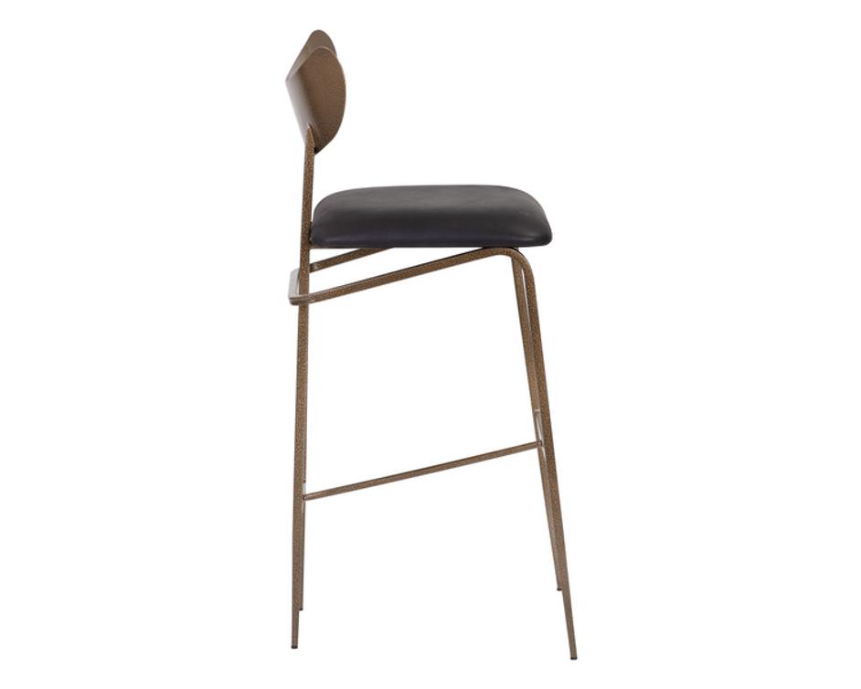 GIBBONS BARSTOOL - ANTIQUE BRASS - CHARCOAL BLACK LEATHER by Sunpan