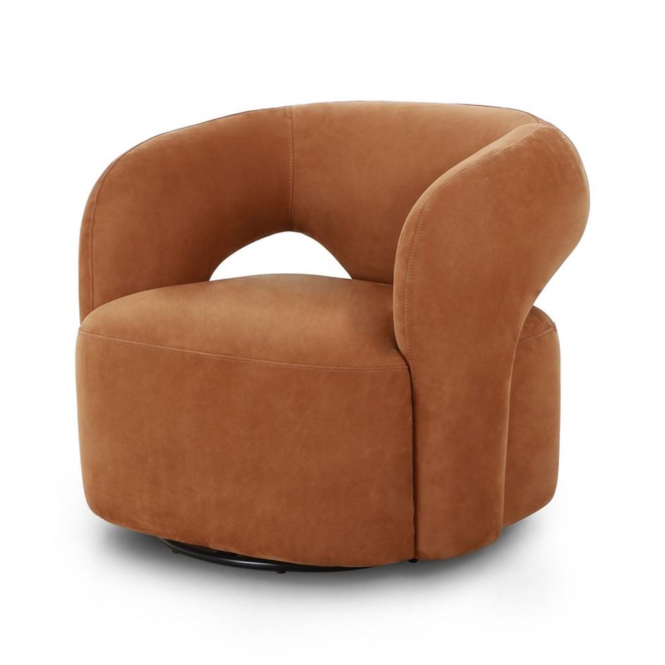 Mazie Swivel Chair - Nubuck Cognac by Four Hands