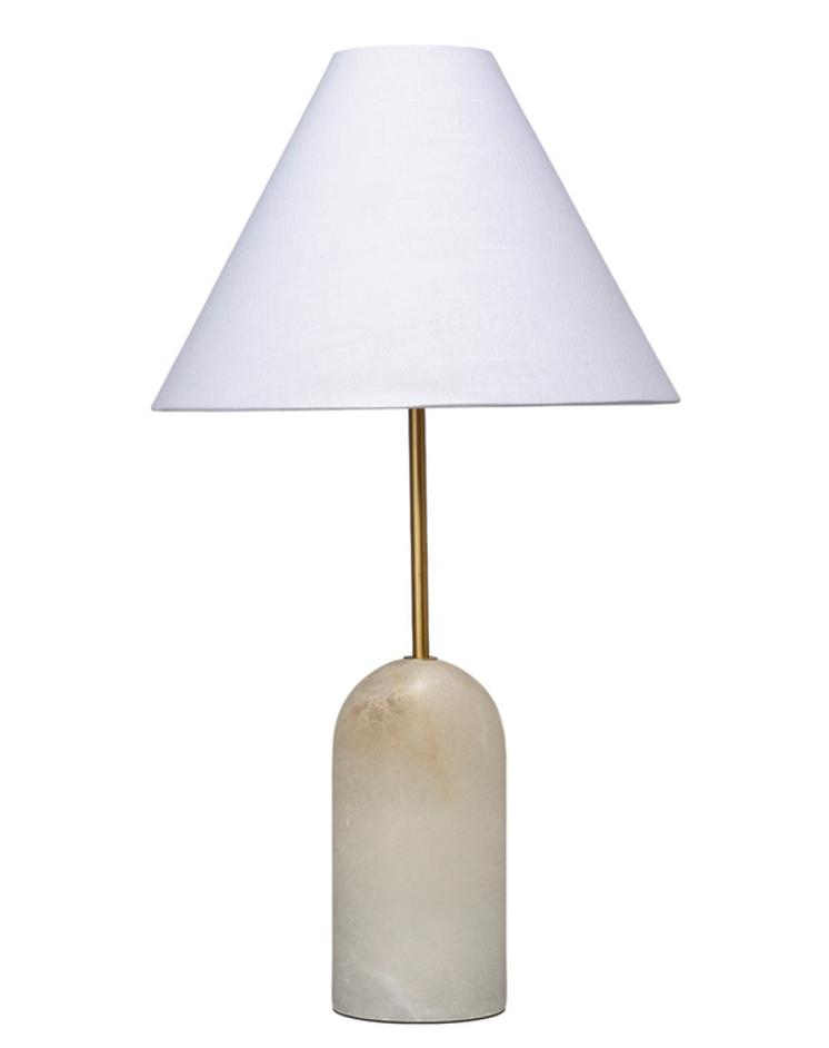 Holt Alabaster Table Lamp with Linen Shade by Jamie Young