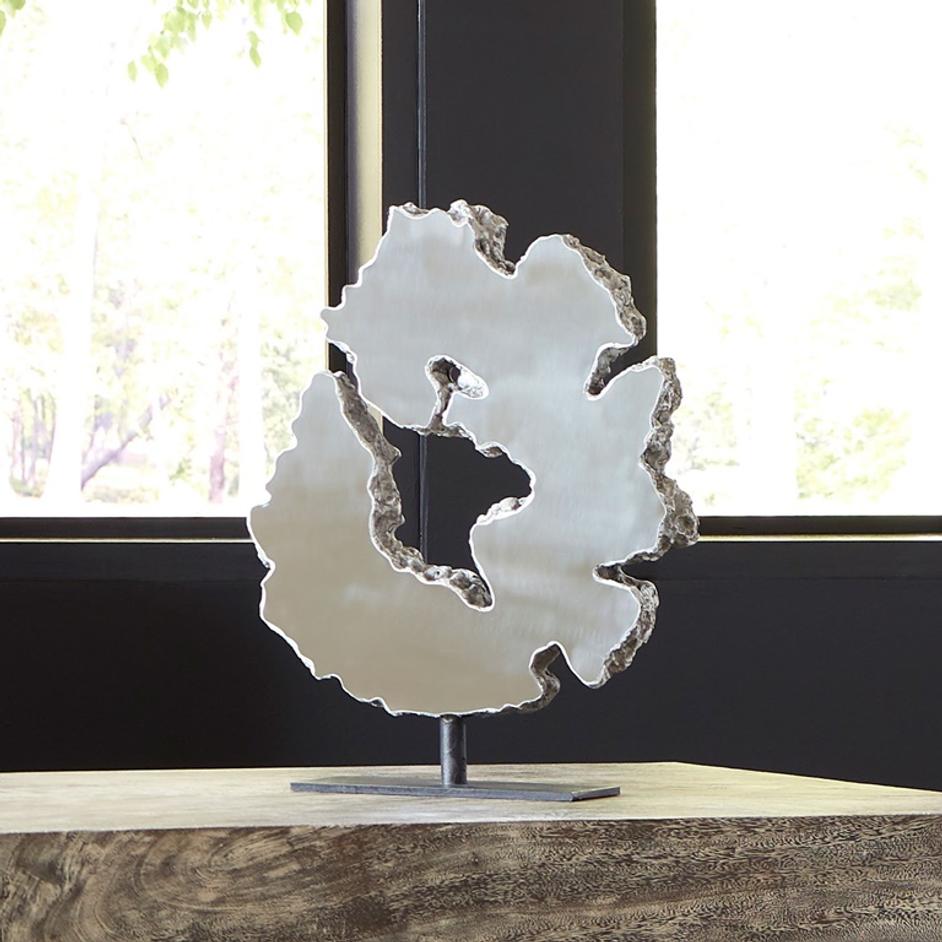 Lava Slice Sculpture on Stand, Resin, Stainless Steel by PHILLIPS COLLECTION