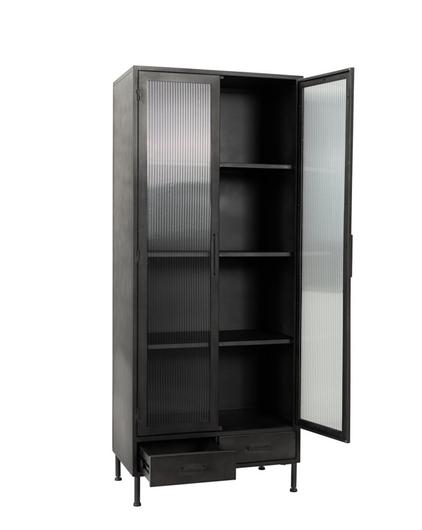 Nore Metal/Glass 2Dr 2 Dwr Tall Cabinet Blackened Steel by Classic Home