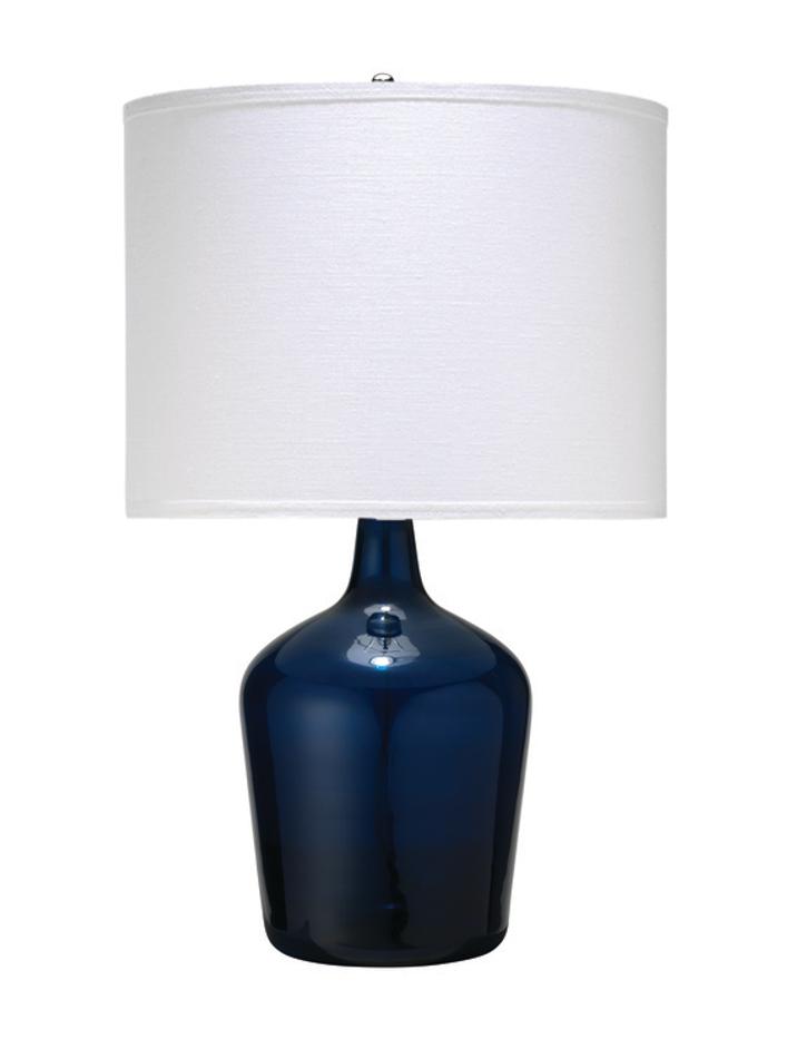 Plum Jar Glass Table Lamp with Linen Shade, Blue by Jamie Young