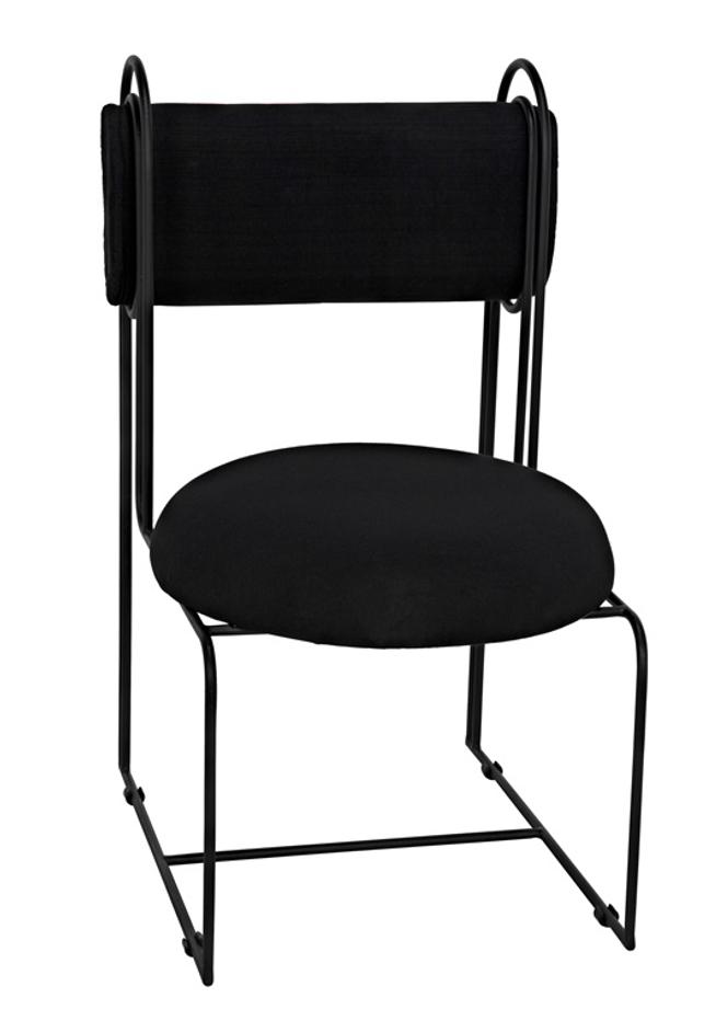 Daisy Metal Chair in Black Cotton by Noir Furniture