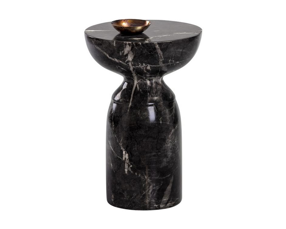 Goya End Table - Marble Look - Black by Sunpan