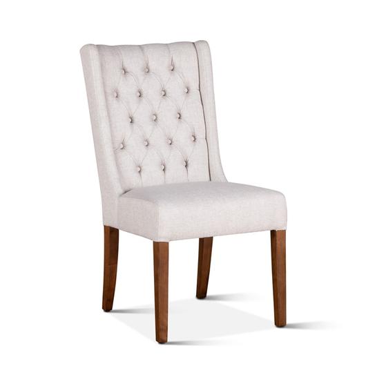 Lara Off-White Linen Dining Chair with Natural Teak Legs by Home Trends & Design