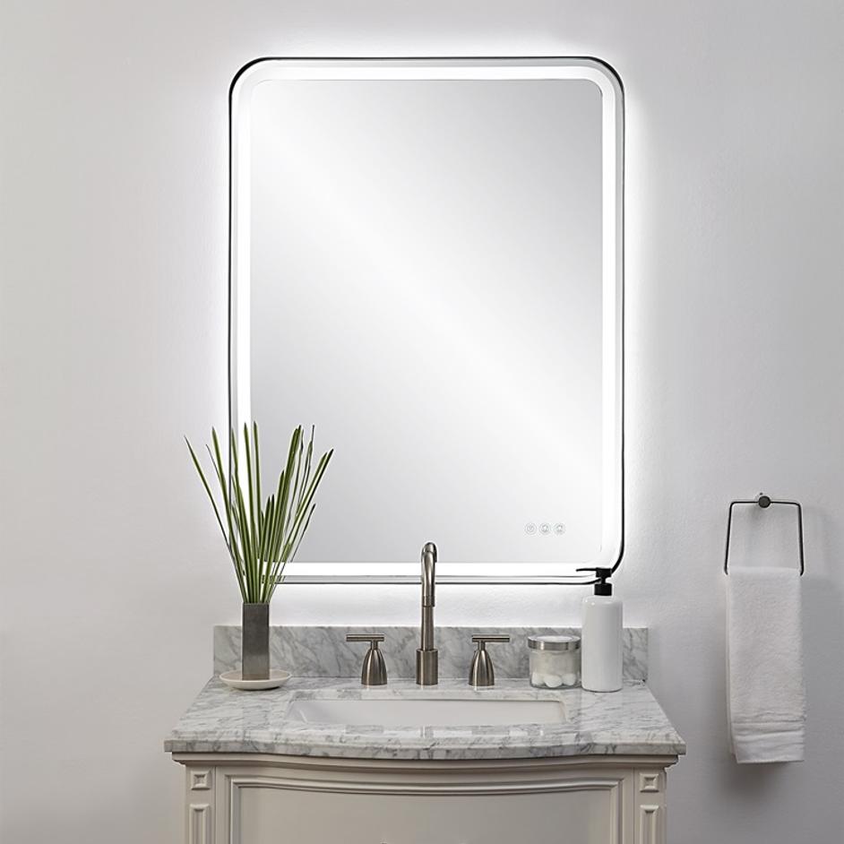 Crofton Lighted Black Large Mirror by Uttermost