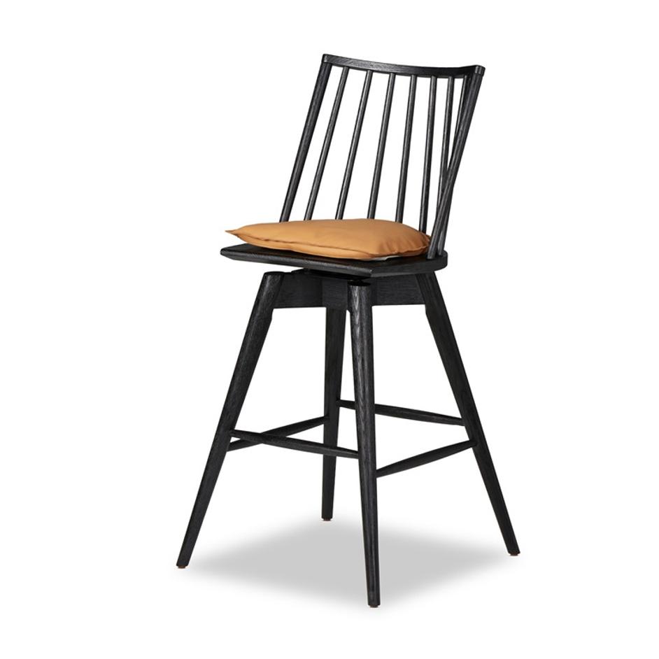 Lewis Swivel Bar + Counter Stool - Whiskey Saddle by Four Hands